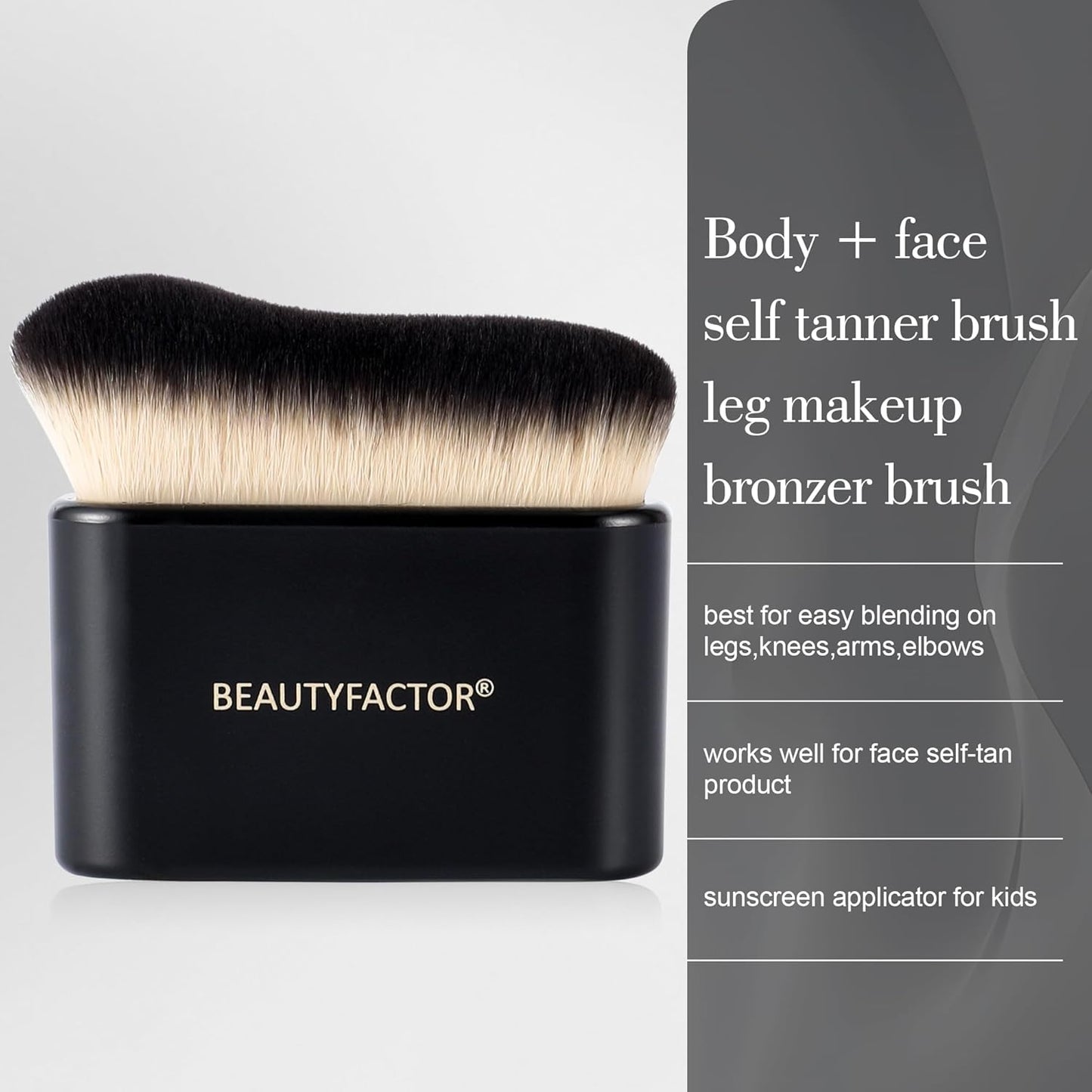 Self Tanner,Kabuki Bronzer Body Makeup Brush for Self Tanning Mousse,Lotion,Tanning Mitt for Face Tanner Body Leg Self-Tan (Black)