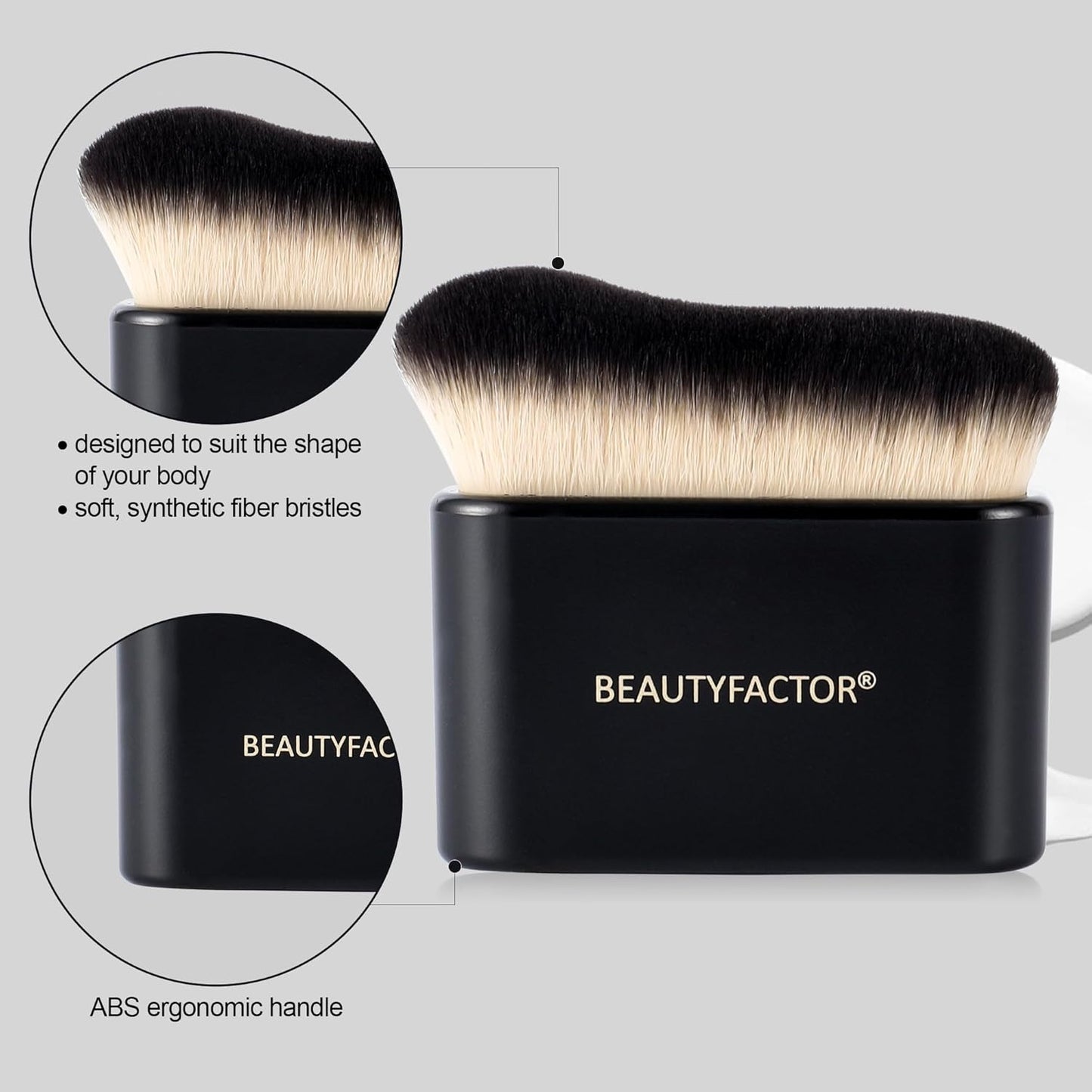 Self Tanner,Kabuki Bronzer Body Makeup Brush for Self Tanning Mousse,Lotion,Tanning Mitt for Face Tanner Body Leg Self-Tan (Black)