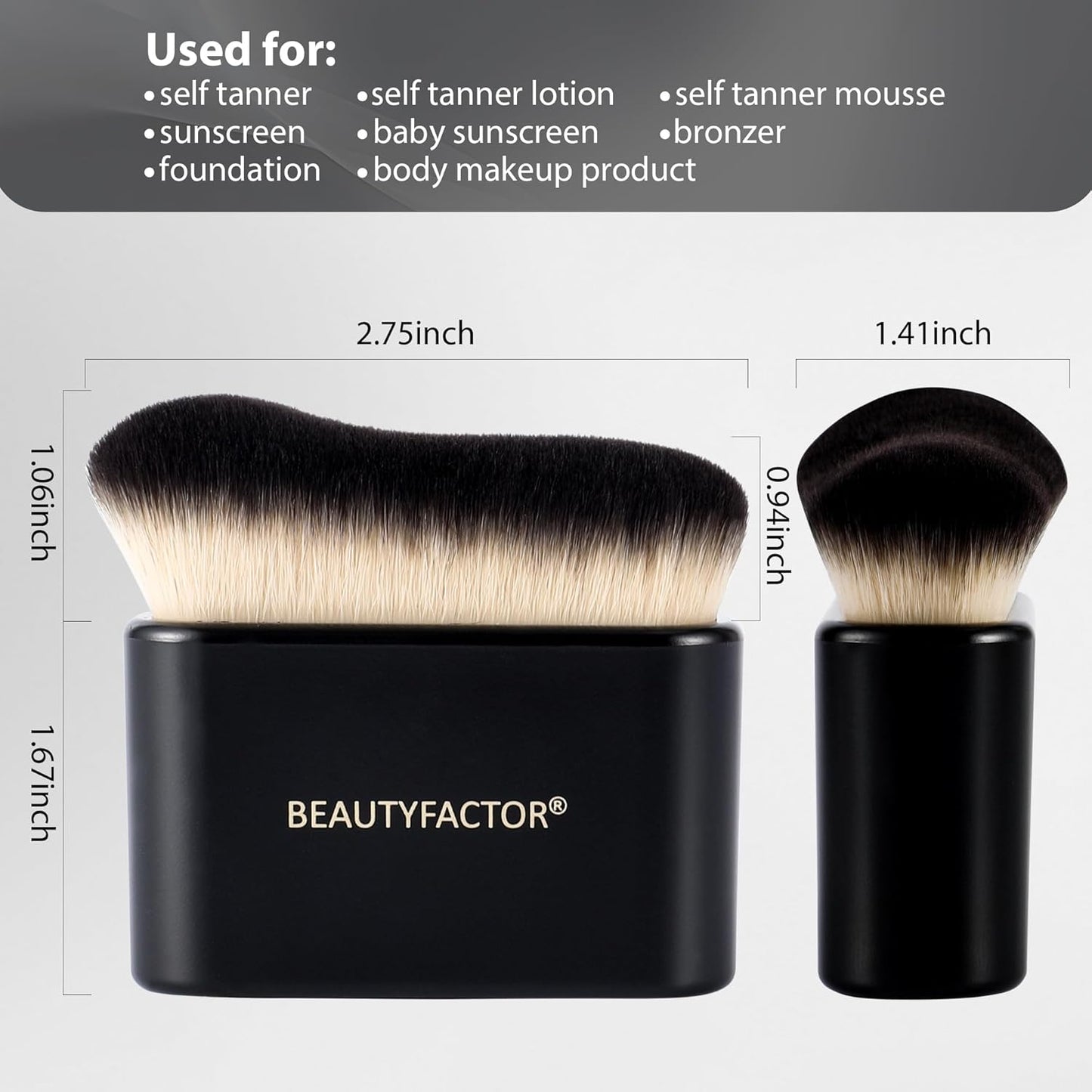 Self Tanner,Kabuki Bronzer Body Makeup Brush for Self Tanning Mousse,Lotion,Tanning Mitt for Face Tanner Body Leg Self-Tan (Black)