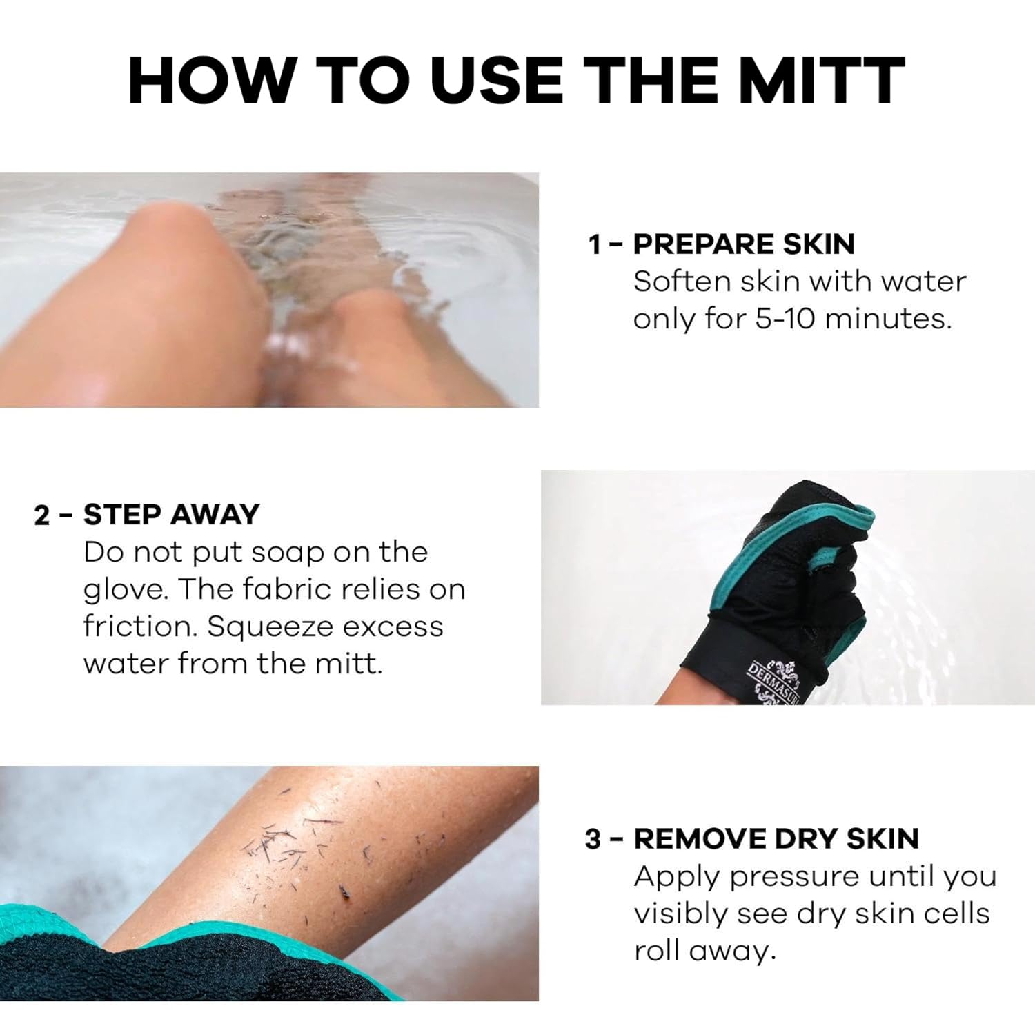 Dermasuri Deep Exfoliating Glove - Polishing Mitt Body Scrubber - Korean Skin Cleaner Exfoliator & Dead Skin Buffing Treatment - Keratosis Pilaris Scrub Remover- Shower Skincare (1 Pack)