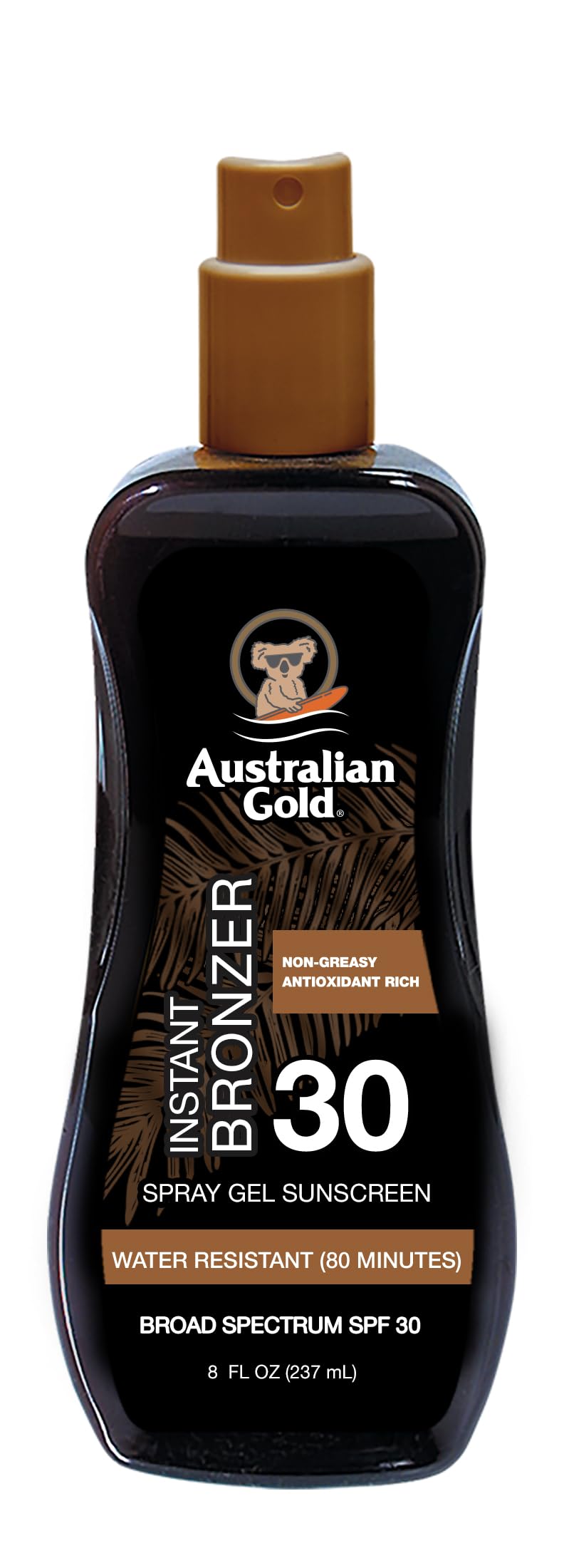 Australian Gold Spray Gel Sunscreen with Instant Bronzer SPF 15, 8 Ounce | Moisturize & Hydrate Skin | Broad Spectrum | Water Resistant | Non-Greasy SPF 15 8 Fl Oz (Pack of 1)