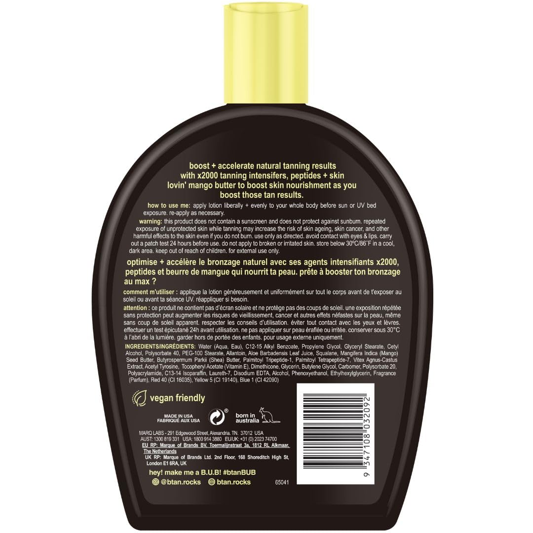 b.tan UV Tanning Bed Lotion | Darkest Tanning Lotion - Tinted, Indoor Outdoor Tan Bronzer Accelerator, Best Browning Body Tan Extender, No Sun Protection, 12 Fl Oz