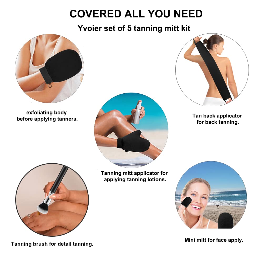 Self Tanning Mitt Applicator Kit, 5 Pack Self Tanner Mitt Applicator, Tanning Mitts Self Tanner Glove, Tanning Glove for Self Tan Mitt, Sunless Tanner Mitt, Muti-Use Self Tanner Mit Tan Mit