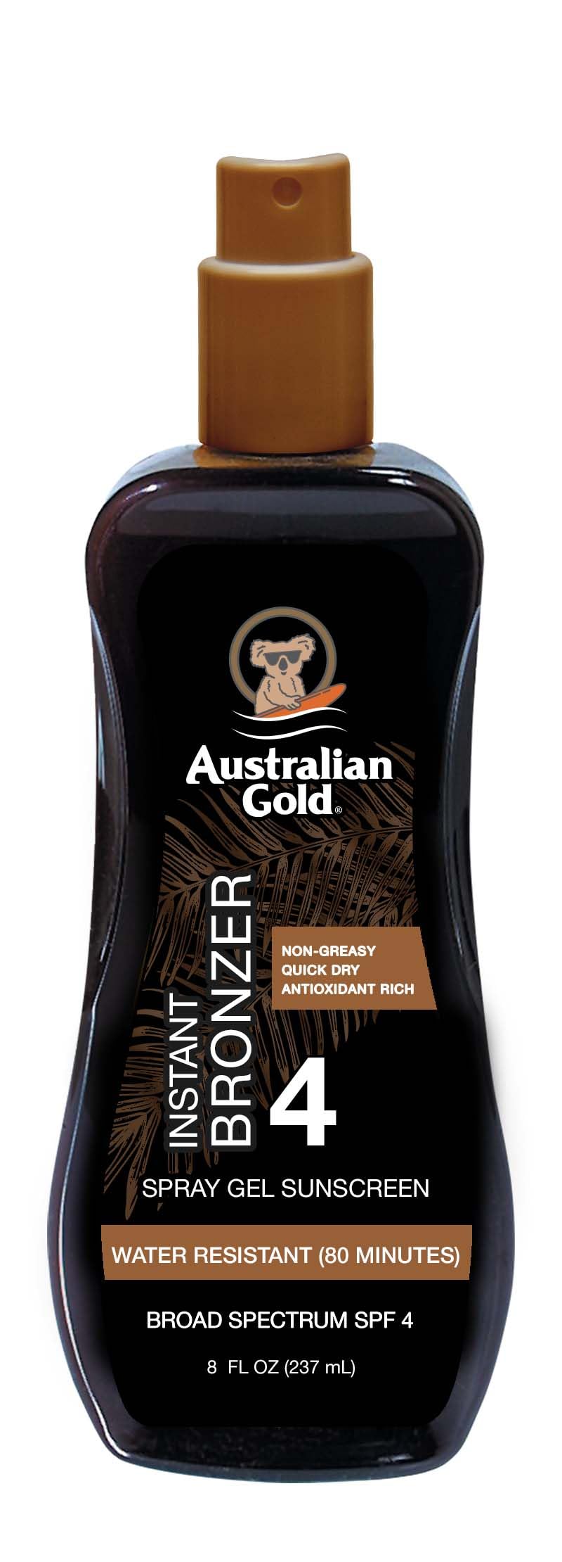 Australian Gold Spray Gel Sunscreen with Instant Bronzer SPF 15, 8 Ounce | Moisturize & Hydrate Skin | Broad Spectrum | Water Resistant | Non-Greasy SPF 15 8 Fl Oz (Pack of 1)