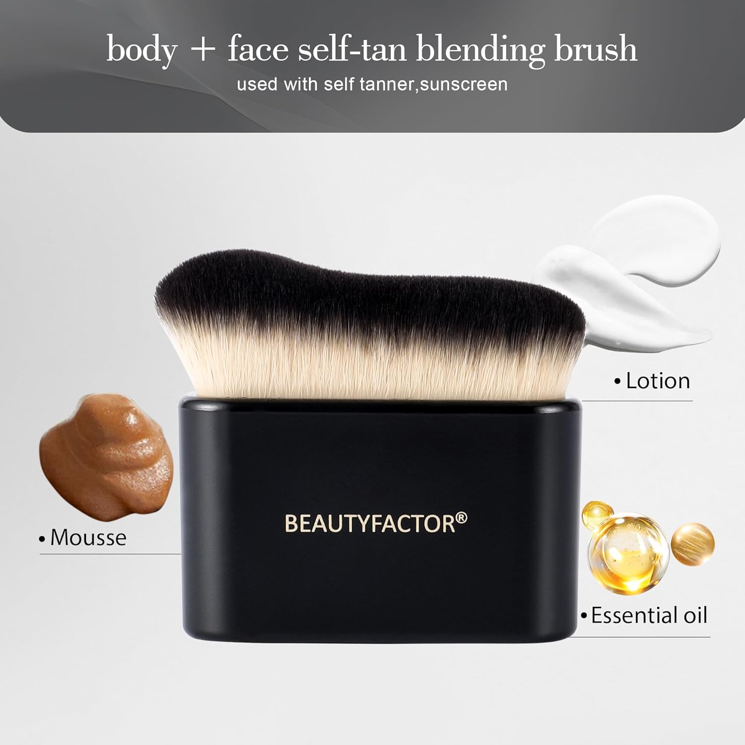 Self Tanner,Kabuki Bronzer Body Makeup Brush for Self Tanning Mousse,Lotion,Tanning Mitt for Face Tanner Body Leg Self-Tan (Black)