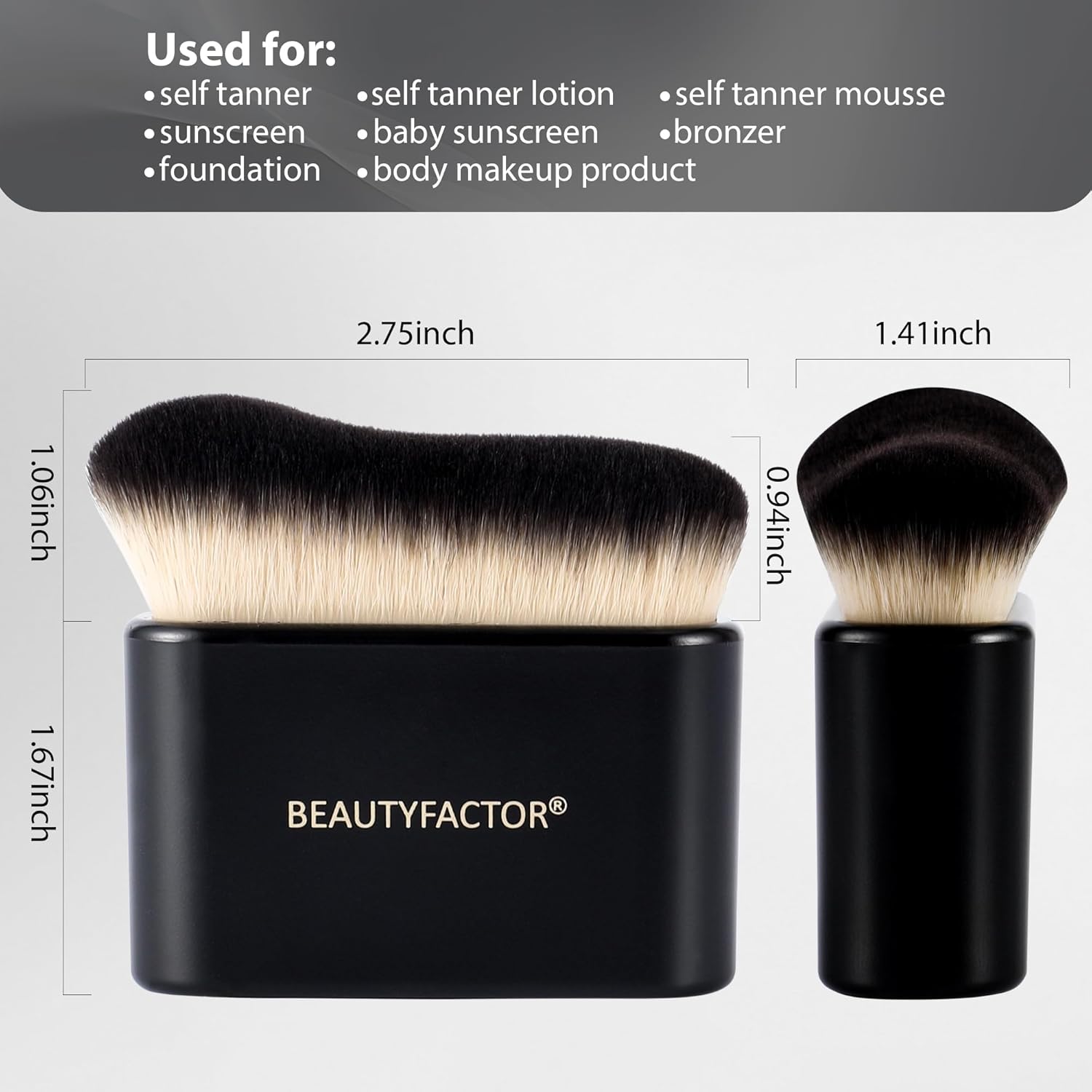 Self Tanner,Kabuki Bronzer Body Makeup Brush for Self Tanning Mousse,Lotion,Tanning Mitt for Face Tanner Body Leg Self-Tan (Black)