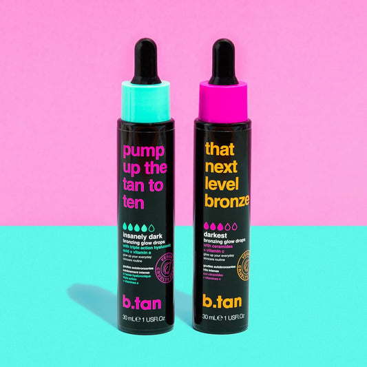 b.tan Dark Self Tanning Drops for Face & Body | That Next Level Bronze - Best Darkest Gradual Sunless Tanner Bronzing Glow Drops, Vegan, Cruelty Free, 1.0 Fl Oz